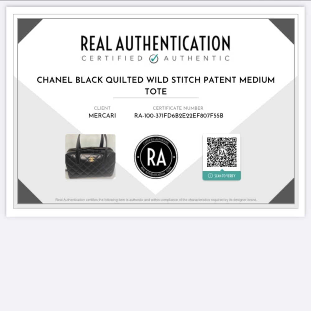 AUTHENTIC CHANEL WILD STITCH PATENT MEDIUM TOTE - Picture 6 of 10